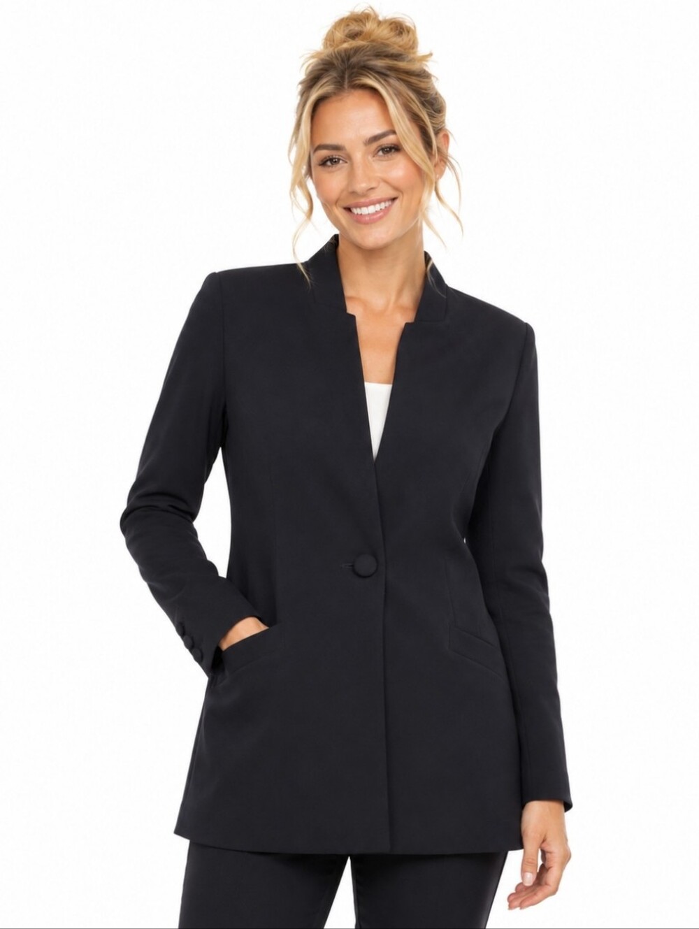 CaBi Black Single-Button Women’s Blazer Dress Tuxedo Jacket (Sz:8)